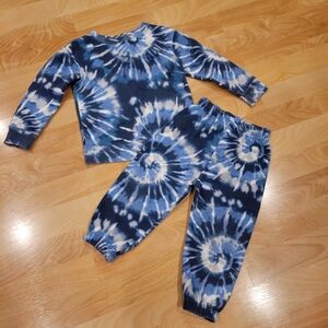 Garanimals Blue and White Tie Dye Matching Jogger Sweat Suit Set Size 2T